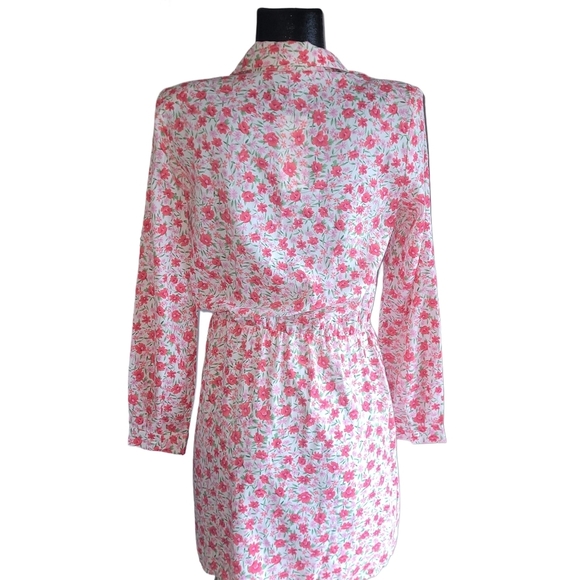 Axara paris white/pink floral faux wrap collared dress S - Picture 6 of 7